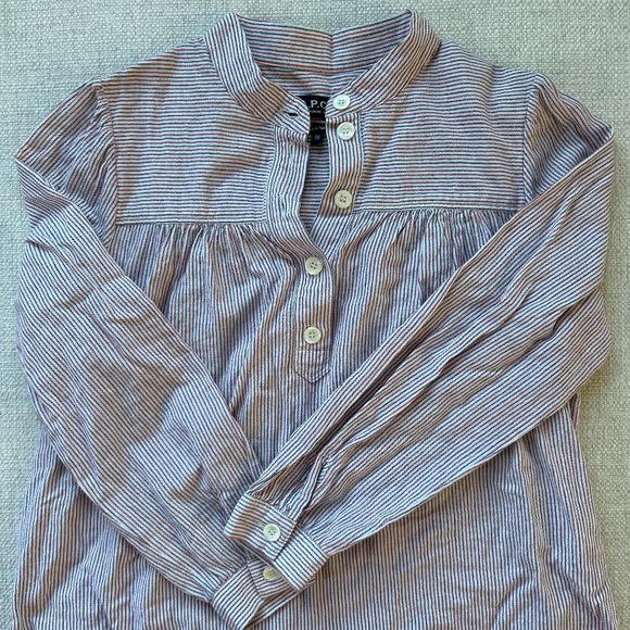 APC stripe cotton button blouse - Picture 1 of 5